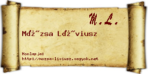 Mózsa Líviusz névjegykártya
